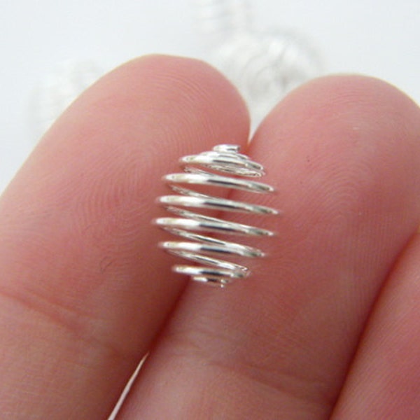 BULK 120 Lantern spring spacer beads 8 x 9mm silver plated