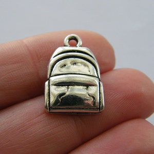 10 Backpack charms antique silver tone CA93 image 2