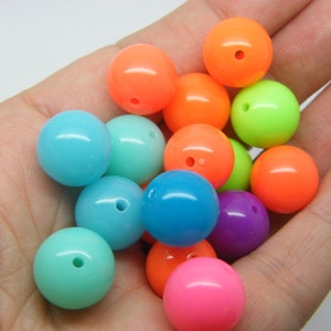 40 Neon beads 14mm random mixed acrylic BB668