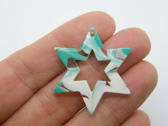 Star Resin Turquoise White Clear Acrylic S345 -