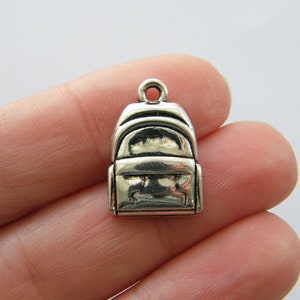 10 Backpack charms antique silver tone CA93 image 1