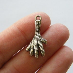 12 Bird talon charms antique silver tone B8