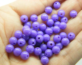 120 Purple round 6mm beads acrylic AB836 - SALE 50% OFF