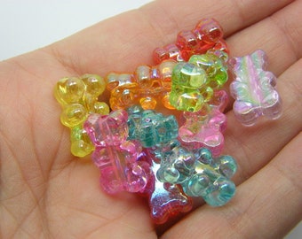 40 Teddy bear beads random mixed AB acrylic BB487