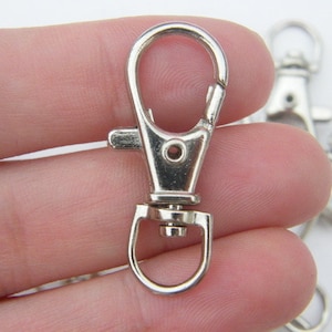 10 Lobster swivel clasps 37mm silver tone FS409