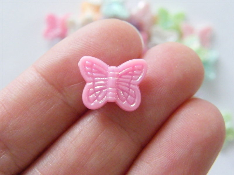 50 Butterfly beads random mixed AB acrylic BB504 - SALE 50% OFF
