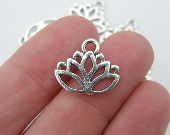 2pcs Antique Silver Tone Large Lotus Flower Charms Pendants for Necklace Making 2pcs Antique Silver Tone Large Lotus Flower Charms Pendants for Necklace Making