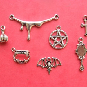 The Vampire Collection - 7 different antique silver tone charms