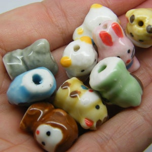 4 Porcelain handmade animal beads random mixed A434