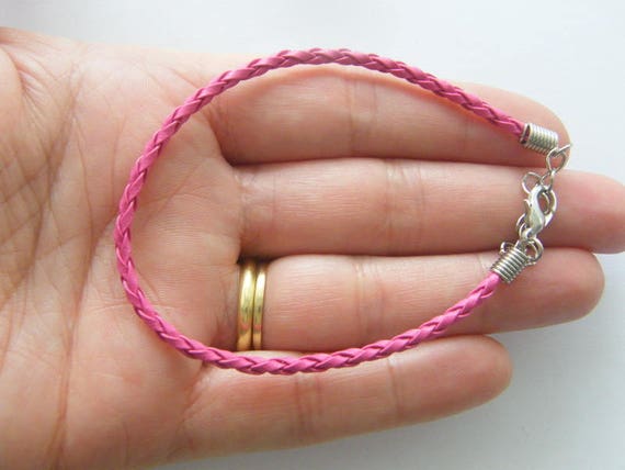 BULK 20 Pink leather bracelets 24cm x 3mm