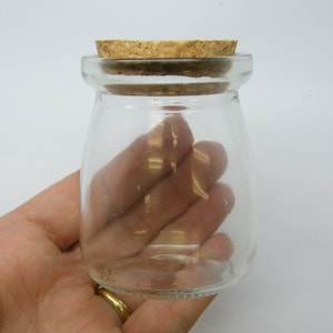 1 Glass clear  bottle jar with cork 76 x 56mm