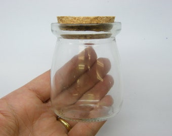 1 Glass clear  bottle jar with cork 76 x 56mm