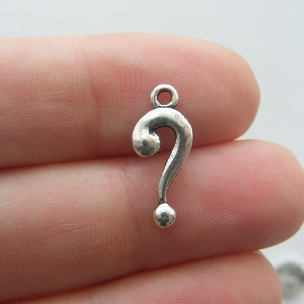 12 Question mark charms antique silver tone M67