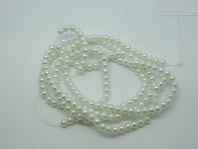 200 perlas de vidrio blanco imitación perla 3 mm B128 imagen 2