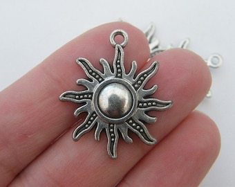 6 Sun pendants antique silver tone S63