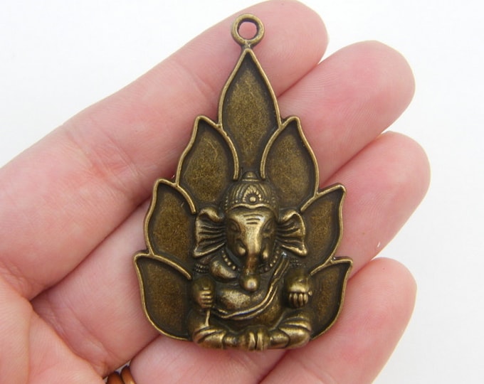 1 Elephant Ganesha Pendant Antique Bronze Tone R39 Etsy