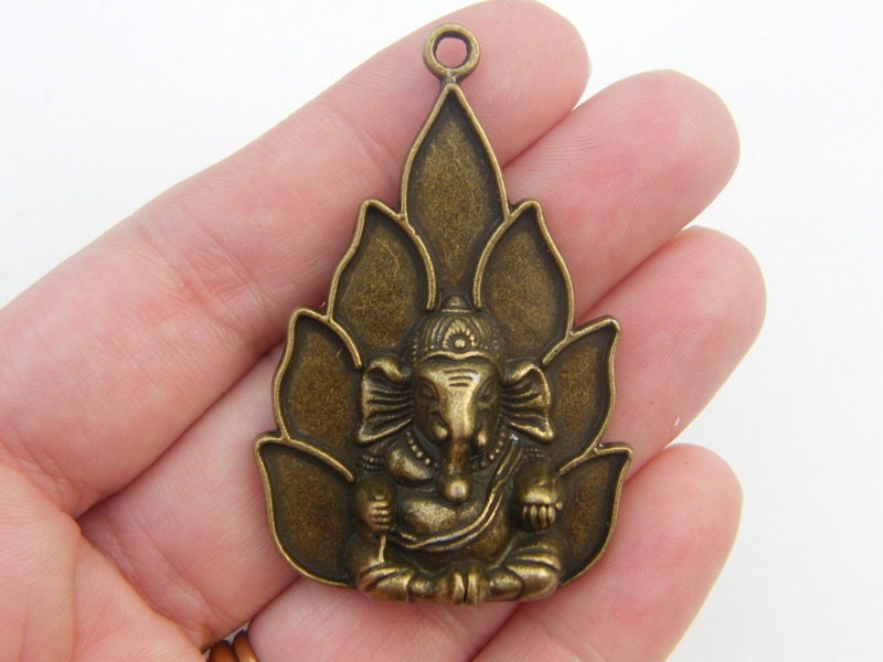 Antique Silver Tone ganesh éléphant hindou dieu Charms Pendentif Perles Ganesha cartes