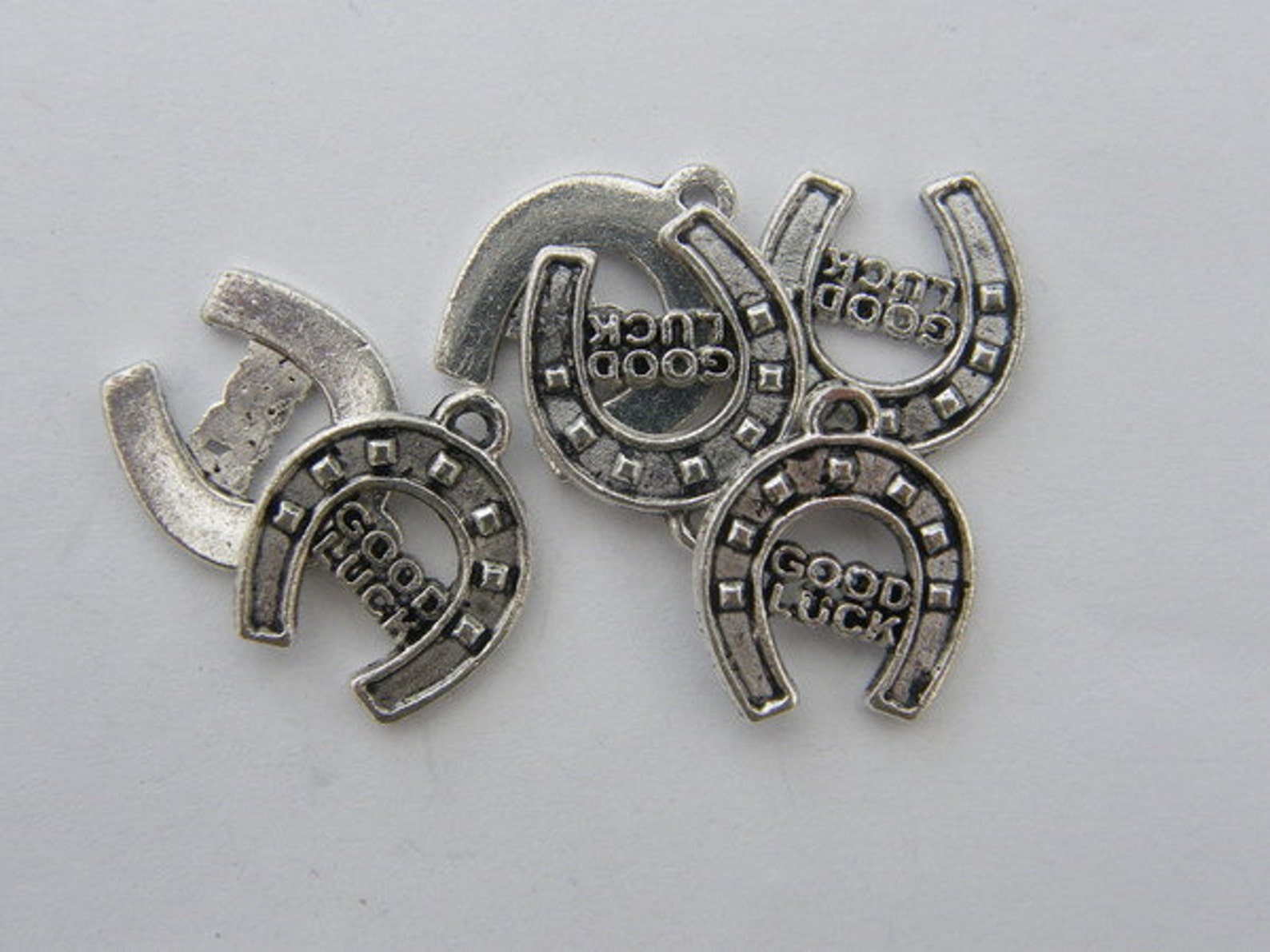 BULK 50 Good Luck Horseshoe Charms Antique Silver Tone A548 Etsy