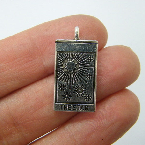 6 The star tarot card charms antique silver tone HC1247