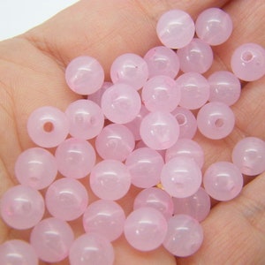 100 cuentas de gelatina de imitación rosa de 8 mm de plástico AB783