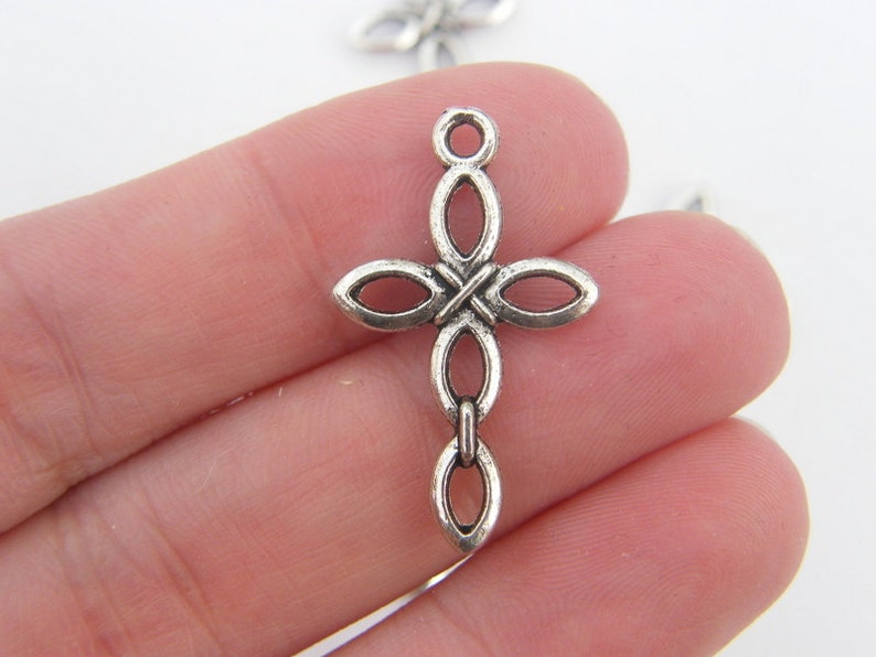 BULK 50 Cross charms antique silver tone C1