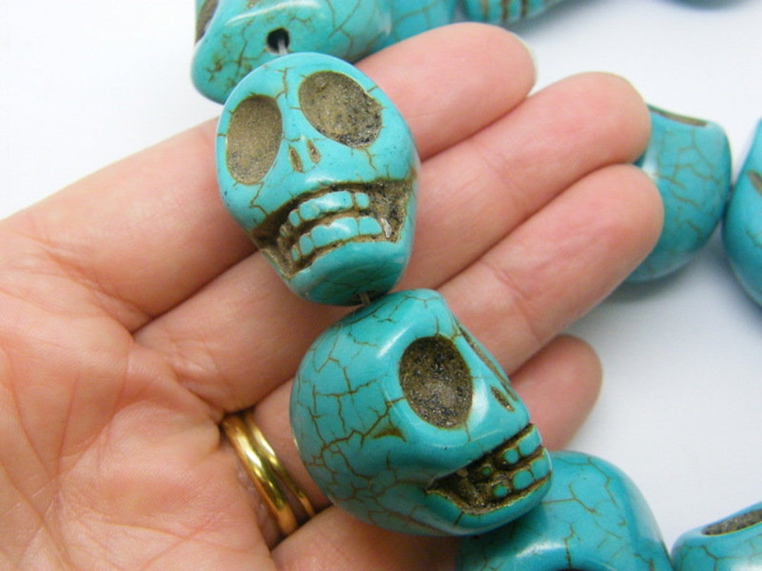 13 Super Stunningly Large Skull Beads Blue HC Etsy