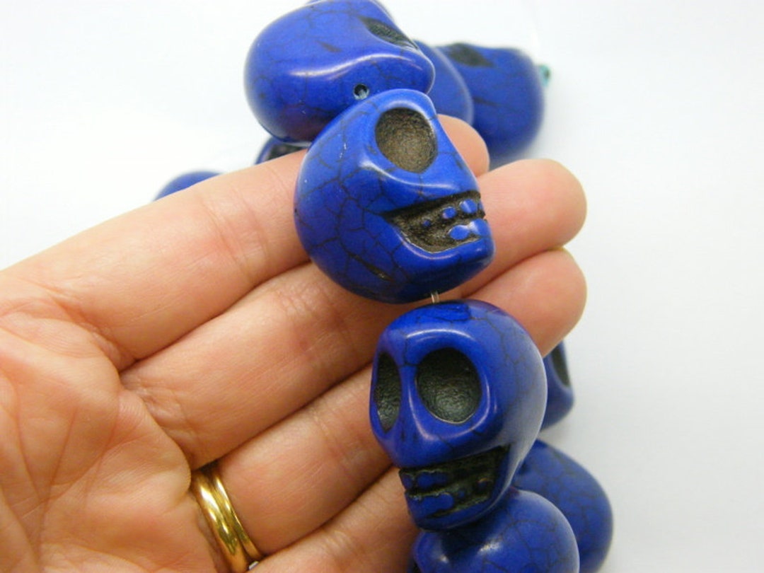 13 Super Stunningly Large Skull Beads Royal Blue HC Etsy