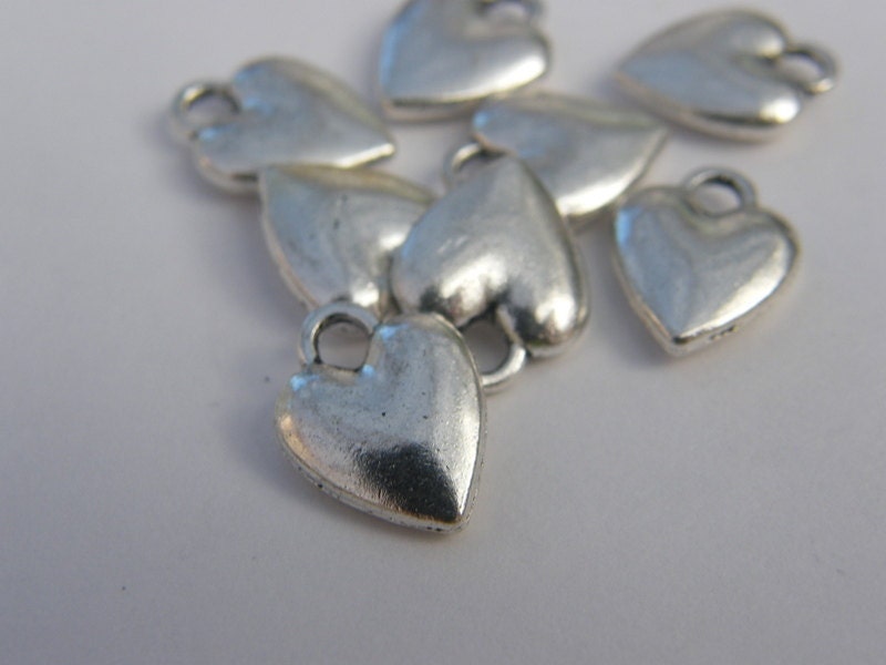 30pcs Heart Charms Love Charms 3d Charms Valentines Charms Antique Silver  Tone 12x13mm cf1932