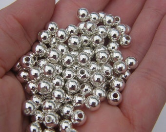 BULK 100 Spacer beads 6mm silver plated FS402