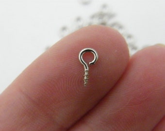 100 Vis eye bails 8 x 4mm silver tone FS32