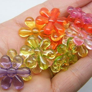 20 Flower beads transparent random mixed acrylic BB686