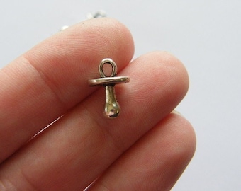 48 Dummy or baby pacifier charms antique silver tone P564