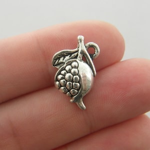 10 Pomegranate charms antique silver tone FD183