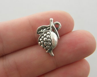 10 Pomegranate charms antique silver tone FD183