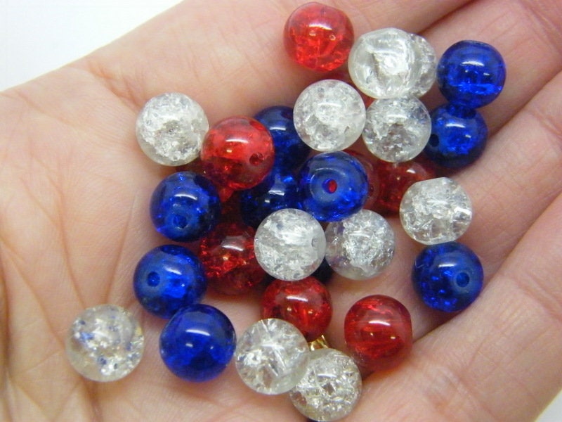 10mm red crackle beads - Red crackle glass beads - Round beads - Red round  crackle glass bead - Spray Painted Crackle Glass Beads (232)