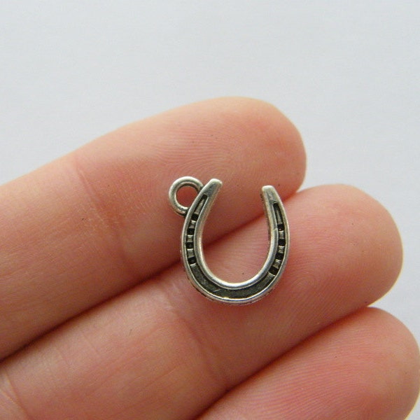 BULK 50 Horseshoe charms antique silver tone A625