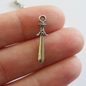 18 Sword charms antique silver tone SW4