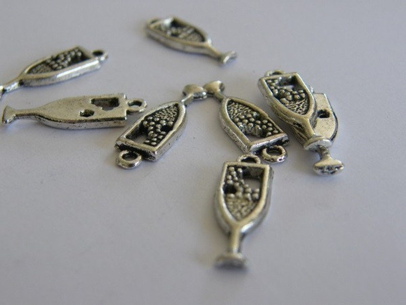 BULK 50 Sparkling wine glass charms antique silver tone FD2 Etsy