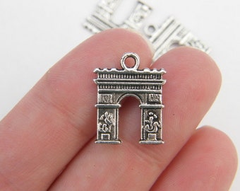8 Arc de Triomphe charms antique silver tone WT29