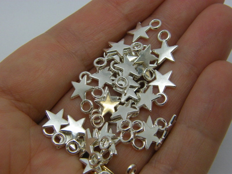BULK 50 Star charms silver plated tone S92 SALE 50% OFF BULK 50 Star charms silver plated tone S92 SALE 50% OFF