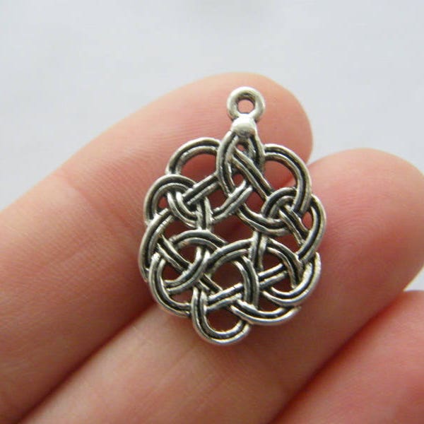 10 Celtic knot charms antique silver tone R132