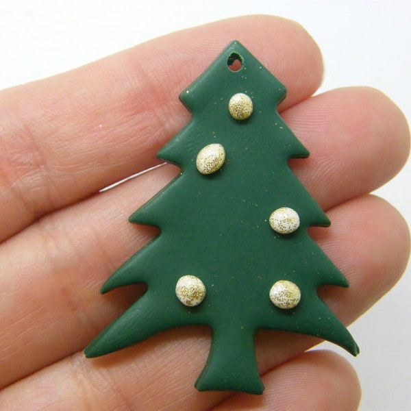 4 Christmas tree pendants polymer clay CT22