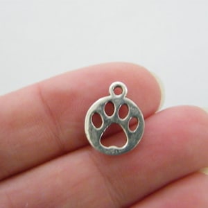 10 Paw charms silver tone A199