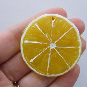 2 Lemon slice pendants charms resin FD170