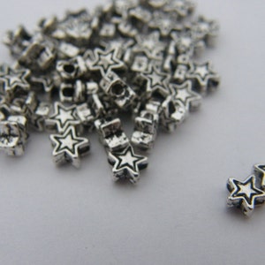 BULK 400 Star spacer beads 4mm antique silver tone S22 image 3
