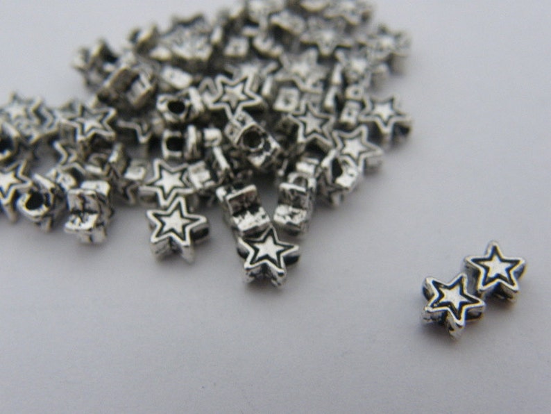 BULK 400 Star spacer beads 4mm antique silver tone S22 image 3