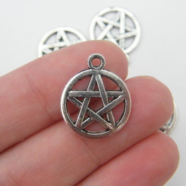 8 Pentagramm Charme antikem Silber Ton HC86