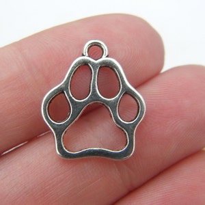 BULK 50 Paw charms antique silver tone A480