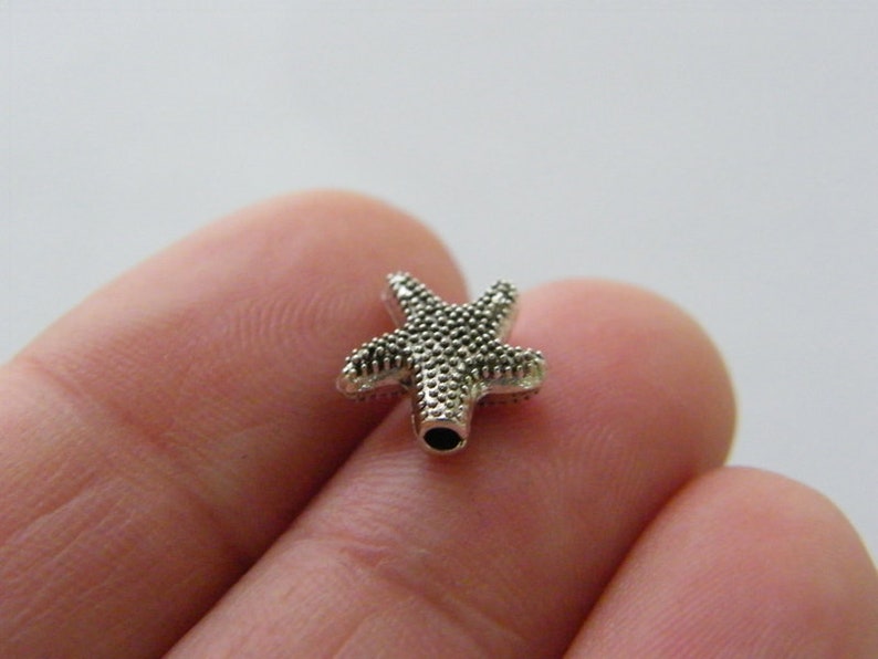 BULK 50 Starfish spacer beads antique silver tone FF529
