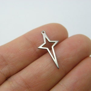 6 Star charms silver stainless steel S93